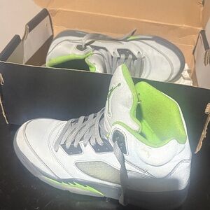 Jordan Gray and Neon Green Sneakers